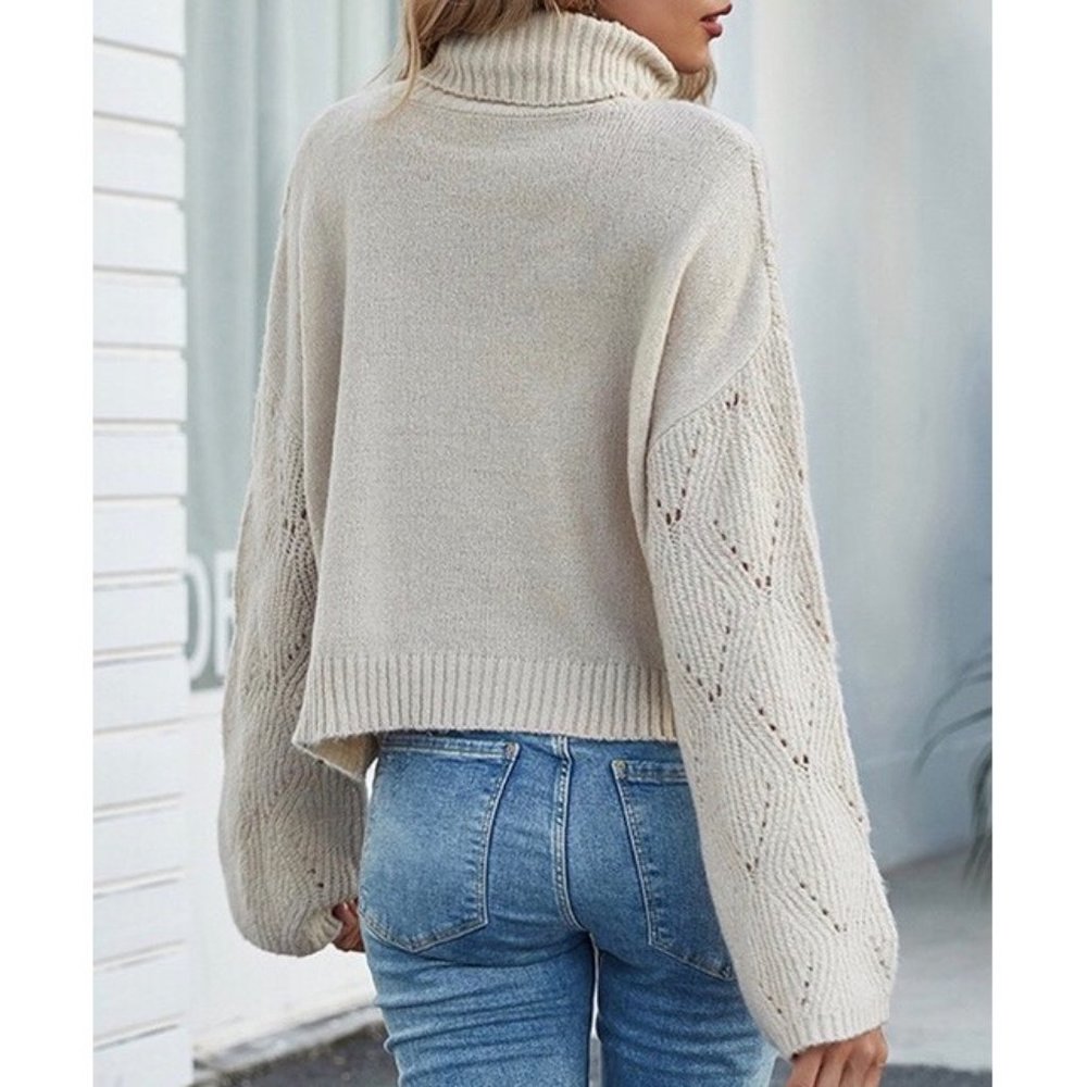 1 LEFT!! SWEATER WEATHER RIBBED COWLNECK SWEATER - Picture 3 of 5